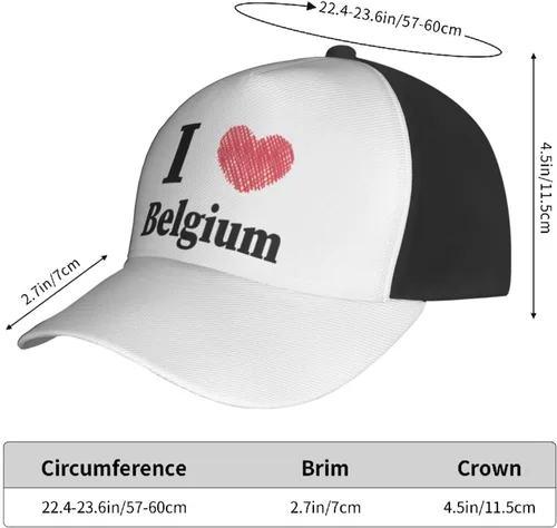 Vista 4 de I Love Bélgica - Gorra de béisbol para hombres y mujeres, ajustable, para papá, gorra de camionero casual para exteriores, color negro, Negro