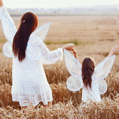 Vista 6 de Fairy Sparkling Sheer Wings, Fairy Big 24" Adult Women Wings, Small 20" Girls Butterfly Wings Cosplay Halloween Costumes