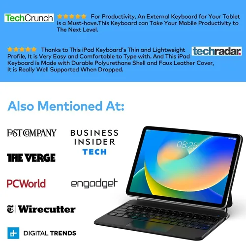 Vista 5 de runelk Funda con teclado para iPad de 10ª generación 2022 y 11ª (A16, 2025) – Teclado estilo mágico con panel multitáctil – Soporte de voladizo