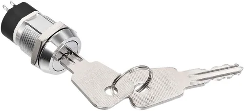 Vista 3 de uxcell Interruptor de botón pulsador de bloqueo de llave de 0.748 in 2 posiciones 2NC-2NO S2803 1pcs