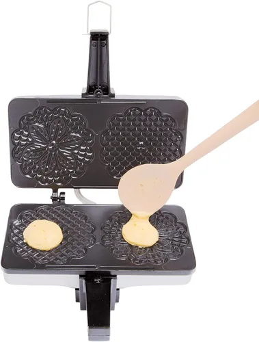 Vista 5 de Máquina para hacer pizzellas de CucinaPro, Negro Even Heating Plates, Must Have Party Baking Supplies, Italian Dessert Treat Making with Recipe