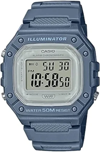 Vista 11 de Casio W218H Series Men’s Digital Watch 50M WR 1/100 Second Stopwatch 100 SEC Chronograph LED Backlight Countdown Timer Daily Alarm
