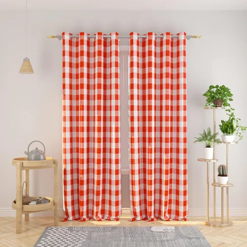 Vista 134 de Cortinas de 24 pulgadas de largo con diseño Buffalo Check Gingham Plaid para ventanas de cocina y baño, tratamiento para ventanas con 2 paneles