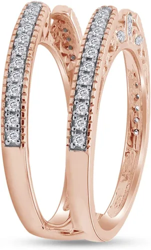 Vista 4 de SAVEARTH DIAMONDS Anillo de protección de catedral de grano de muissanita de corte redondo creado en laboratorio de 13 quilates en oro de 14
