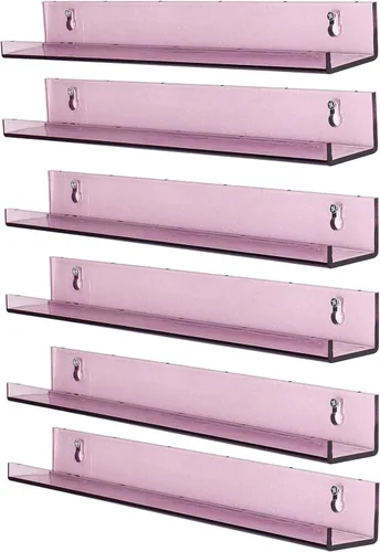 Vista 7 de Sooyee Paquete de 6 estantes flotantes invisibles de acrílico de 7 pulgadas para habitación de niños, estante de pared moderno para almacenamiento