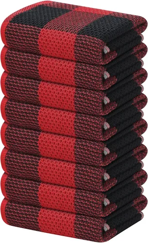 Vista 14 de Homaxy Paquete de 6 paños de cocina 100% algodón, 12 x 12 pulgadas, negro y rojo Negro & rojo