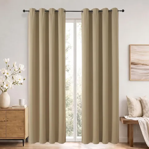 Vista 119 de Simplebrand Cortinas blancas puras de 96 pulgadas de largo para oscurecer la habitación, juego de 2 paneles para dormitorio/sala de estar, bloqueo