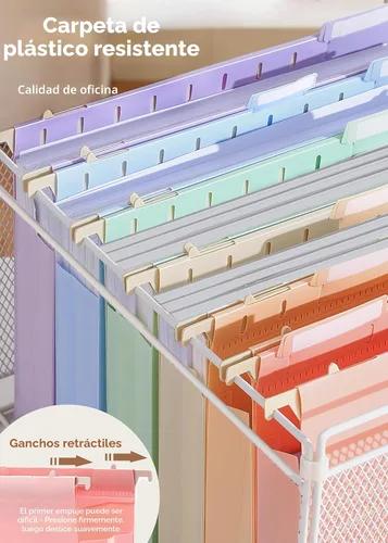 Vista 5 de SortRax Carpetas colgantes de plástico, expansión de 2 pulgadas Pastel