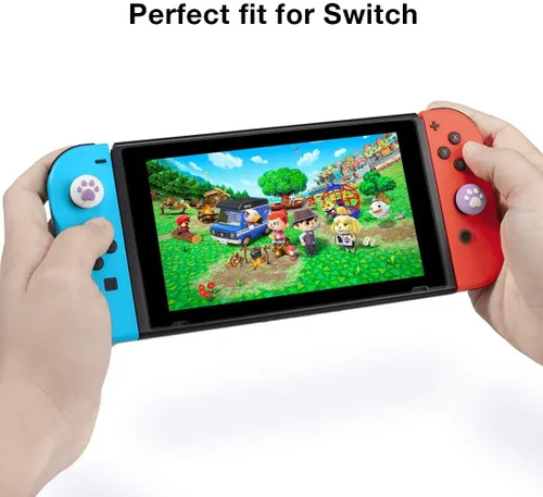 Vista 6 de Cute Silicone Joycon Thumb Grip Caps for Nintendo SwitchOLEDLite Console, Cute Cat Paw Shape Kawaii Silicone Joystick Cover Replacement Thumb Grip