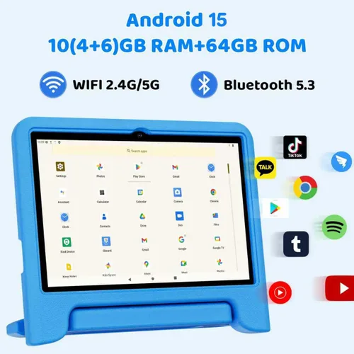 Vista 3 de COLORROOM Tablet Android 15 actualizada 2026, tableta para niños de 10 pulgadas, CPU Octa-Core, 10 GB+64 GB+1 TB Expandir tabletas para niños