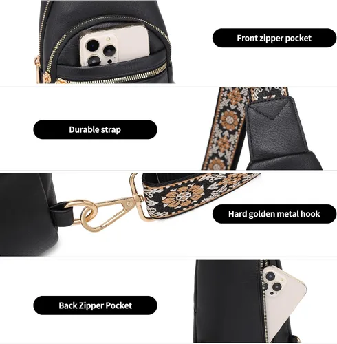Vista 5 de VATAN Small Sling Bag for Women Leather Crossbody Bags Fanny Pack Crossbody Chest Bags Purse