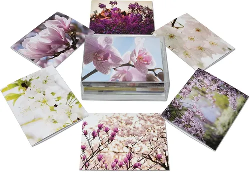 Vista 2 de Small World Greetings Spring Blossoms - Tarjetas de notas de flores, 12 unidades, interior en blanco con sobres blancos, tamaño A2 de 5.5 x 4.25