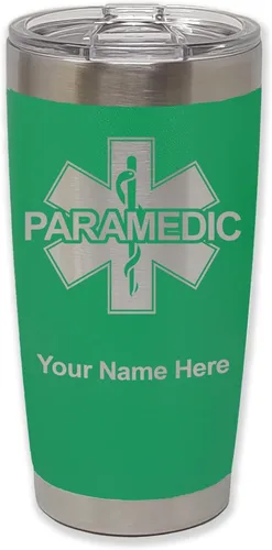 Vista 19 de LaserGram Vaso aislado al vacío de 20 onzas, paramédico, grabado personalizado incluido (negro) Engraved Gift for Paramedics, Vacuum Insulated