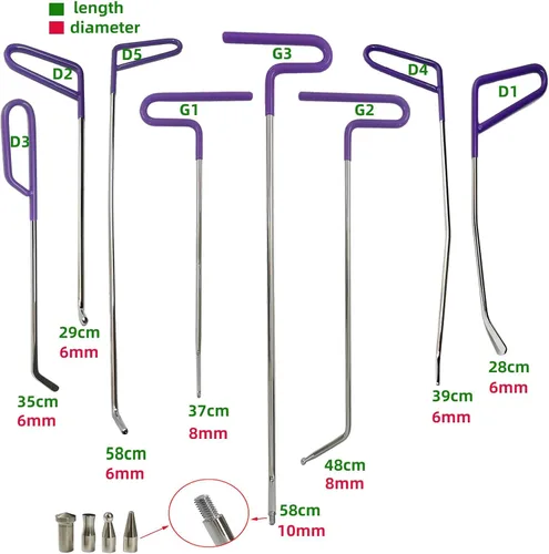 Vista 3 de Kit de varillas para eliminación de abolladuras, 30 piezas de varillas de reparación de abolladuras sin pintura, acero especial de manganeso