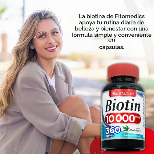 Vista 3 de FITO MEDIC'S Laboratorio biotina pestaña 360 Suplemento de biotina.