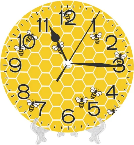 Vista 9 de Reloj de pared redondo de abejas amarillas y miel, reloj de pared redondo silencioso sin tictac de 10 pulgadas, decoración del hogar para oficina