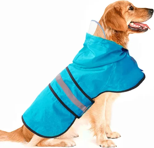 Vista 27 de Impermeable para Perros Resistente al Agua Reflectante - Poncho Ligero Transpirable con Capucha Abrigo Chaqueta de Lluvia con Correa Ajustable