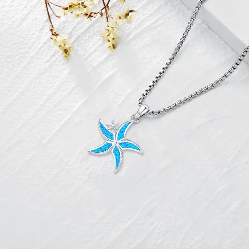 Vista 3 de LOOVE Collar de plata de ley con diseño de gato, búho, delfín, tortuga, piedra lunar, concha de abulón, ópalo de cristal, lindos animales, regalo