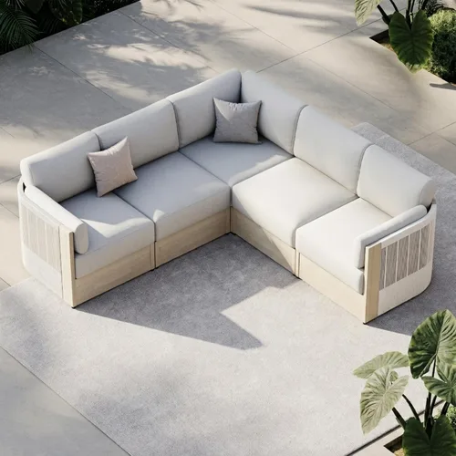 Vista 6 de CHITA Sofá de 3 plazas para patio al aire libre con marco de madera