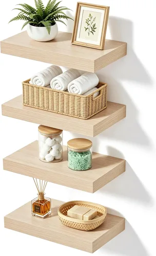 Vista 11 de Estantes flotantes de baño para pared, estantes de baño sobre el inodoro, estantes de pared y estante para libros, estante colgante, estantes
