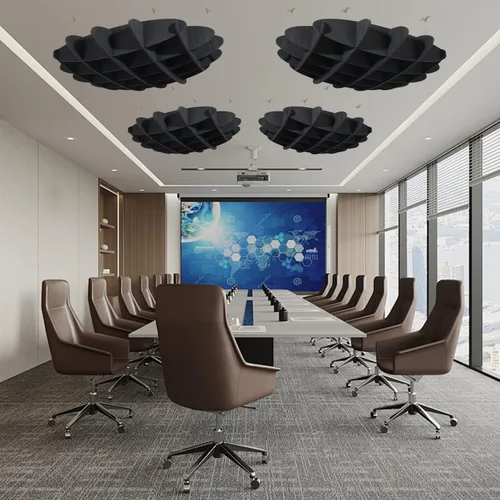 Vista 2 de Panel acústico de gofres para techo, paneles acústicos POOMEL absorbentes de sonido, gran panel de reducción de ruido colgante, difusores de sonido