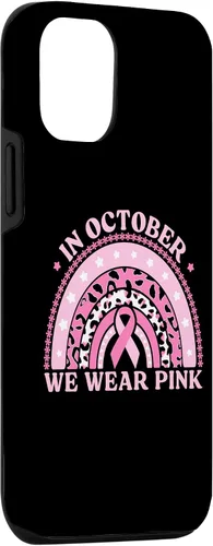 Vista 3 de iPhone 14 En octubre usamos funda para cáncer de mama de leopardo rosa arcoíris 2023