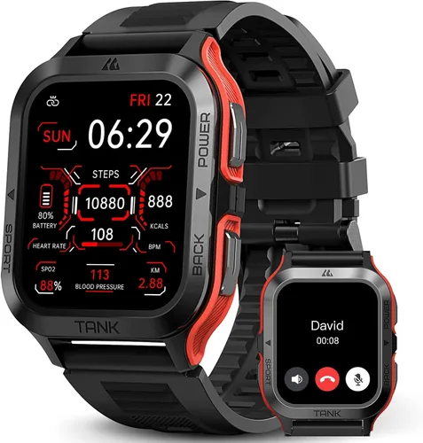 Vista 8 de AMAZTIM Reloj Inteligente, Batería Extra-Larga de 60 Días, Resistente al Agua 50M, Bluetooth Militar para Responder/Marcar Llamadas, Pantalla HD