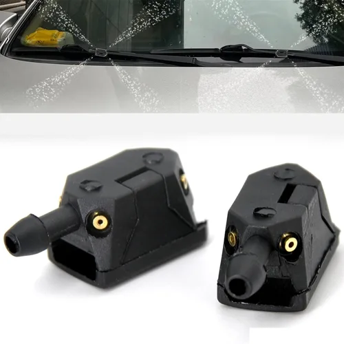 Vista 2 de 2 piezas de boquillas de limpiaparabrisas frontales con brazo de montaje, chorros de spray universales para parabrisas de coche, color negro