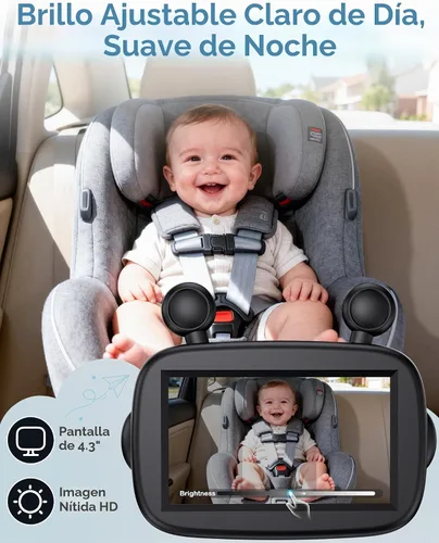 Vista 5 de Cámara HD 1080P de visión diurna y nocturna para bebé, fácil de instalar, cámara de asiento de coche de gran angular de 150° para visión completa