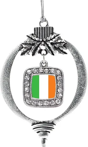 Vista 180 de Inspired Silver - Adorno con dije de reina de rodillo - Adornos navideños cuadrados de plata con joyas de circonita cúbica