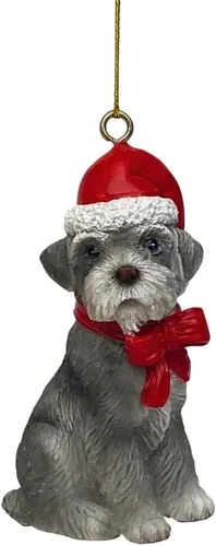 Vista 20 de Yuletide Designs Figura de perro adornos de Navidad con sombreros de Papá Noel