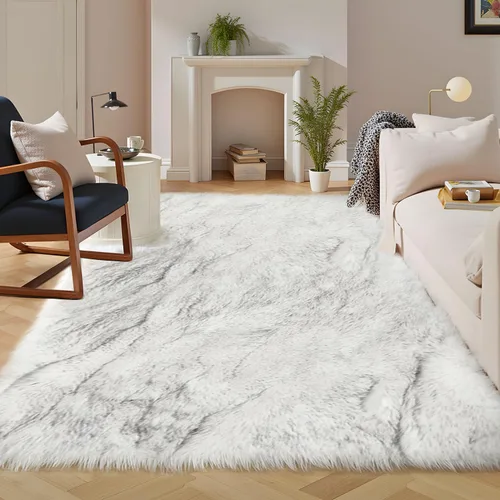 Vista 70 de Latepis - Alfombra rectangular de piel sintética tipo lana de oveja suave y esponjosa de estilo bohemio para sala de estar, dormitorio y residencias