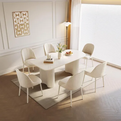 Vista 15 de Guyii Juego de mesa de comedor con 6 sillas, juego de mesa de cocina moderno, mesa de comedor interior para cocina, bar, sala de estar, rincón