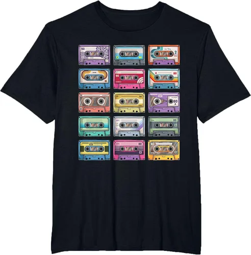 Vista 4 de Vintage Cassette Tapes Collection 80's 90's Music Mixtape T-Shirt Asphalt Grey