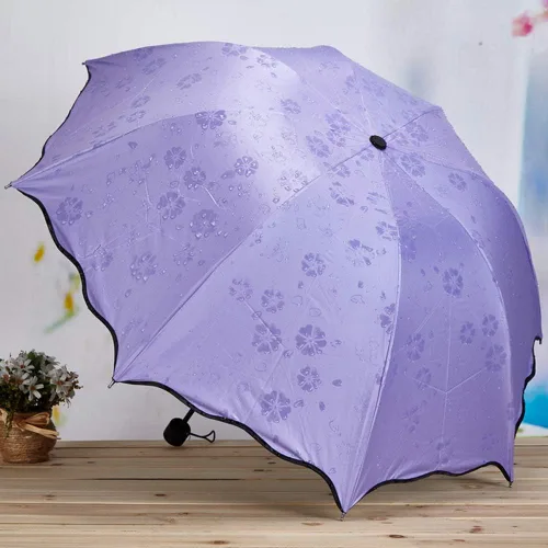 Vista 4 de Sombrilla antirayos UV para lluvia y sol, resistente al viento, 3 plegable, portátil