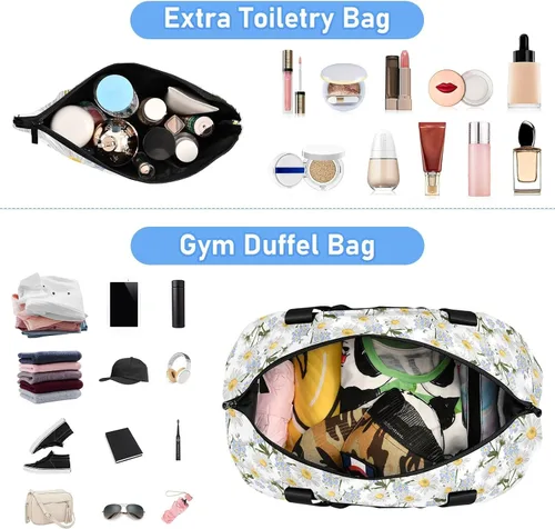 Vista 4 de Coikll Forget-me-not Flower Sports Gym Bag with Waterproof Dry Wet Pocket, Travel Duffel Bag for Women MenWorkout Bag Fits Yoga, Swimming