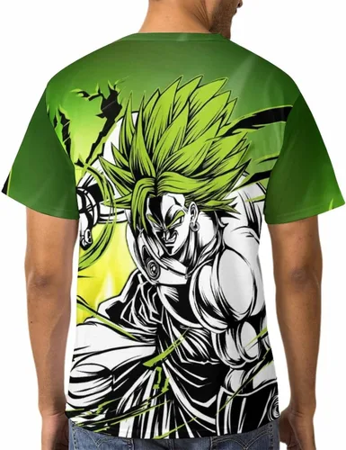 Vista 3 de Saiyajin Broly - Camisetas casuales para hombre, manga corta, unisex, cuello redondo, camisetas para jóvenes y adultos