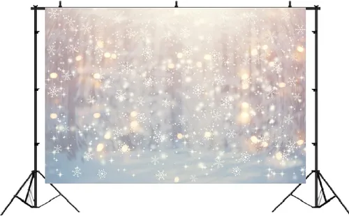Vista 7 de Lofaris - Fondo de Navidad de Copo de Nieve Blanco Maravilloso de Invierno, Brillo de Navidad, Bokeh, Nieve, Decoraciones de Fiesta Familiar