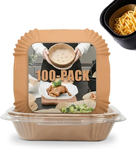 Vista 8 de [3 tamaños] Forro de papel desechable para freidora de aire, cuadrado, compatible con horno tostador COSORI, freidoras de aire antiadherentes, papel