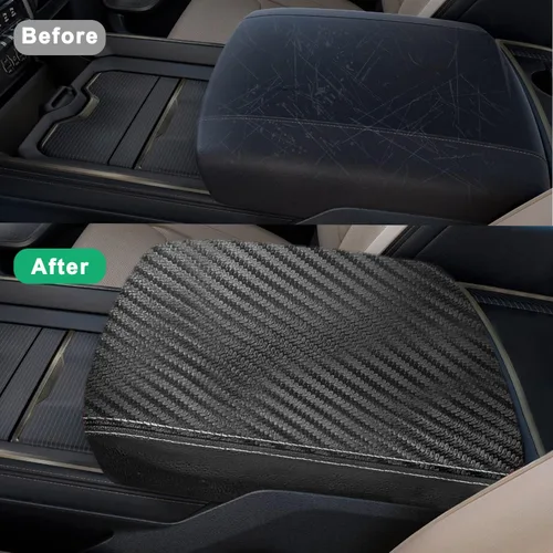 Vista 3 de Funda para reposabrazos de consola central adecuada para Dodge Ram 1500 2500 3500 2019-2023 con asiento de cubo, protector de cuero antiarañazos