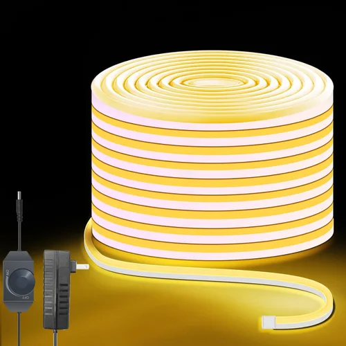 Vista 12 de Luces LED de Neón, Tiras de Luces LED Regulables de 12V, Blancas Cálidas, 5m/16.4ft, Luces de Cuerda LED de Neón Impermeables, Tira de Luces LED