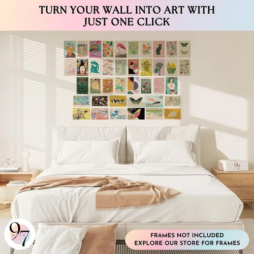 Vista 3 de 97 Decor Impresiones artísticas de pared eclécticas – 40 pequeños kit de collage de pared ecléctico para dormitorio de adolescentes y niñas