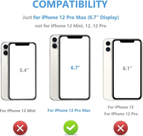 Vista 2 de ONETOP - Funda tipo cartera compatible con iPhone 12 Pro Max con tarjetero, piel sintética, ranuras para tarjetas, doble cierre magnético y funda