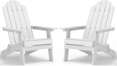 Vista 29 de MXIMU Silla Adirondack plegable para exteriores: sillas Adirondack fáciles de montar y cómodas, silla de plástico compuesto para todo tipo de clima