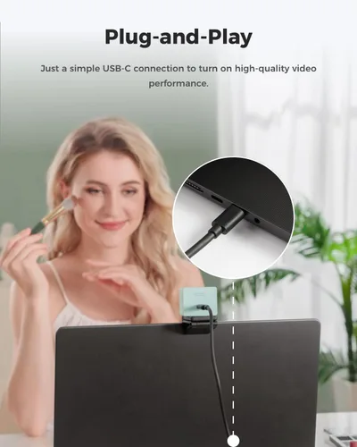 Vista 5 de OBSBOT Meet 2-4K Cámara web para PC con sensor de 1/2", encuadre y enfoque automático con IA, modo belleza, ligera, control por gestos, HDR