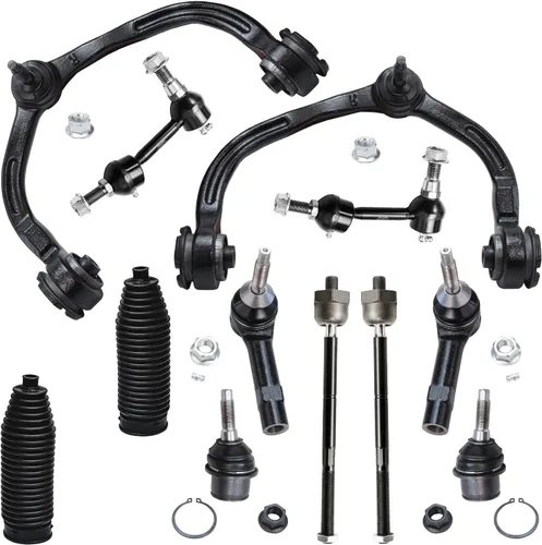 Vista 126 de Detroit Axle – 12 brazos de control superiores e inferiores delanteros con rótulas, barras de unión exteriores e interiores con topes, barras