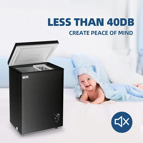 Vista 6 de WANAI Congelador de Arcón 3.5 Pies Cúbicos Pequeño Profundo Puerta Superior Mini con Canasta Removible, Bajo Ruido, 7 Temperaturas Ajustables