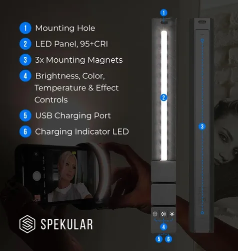 Vista 4 de Spekular Kit de vlogger de envoltura de luz LED KYU-6
