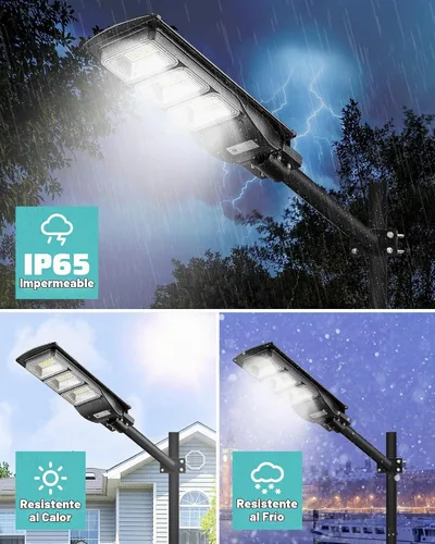Vista 7 de Lovus - Paquete de 2 luces solares de 3600 W para exteriores, IP65, impermeable, luz LED de seguridad con sensor de movimiento, luz