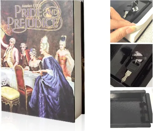 Vista 8 de Kingsida - Caja fuerte con cerradura de libro de papel real con cerradura de llave, diccionario secreto oculto (Alicia en el país de las maravillas)